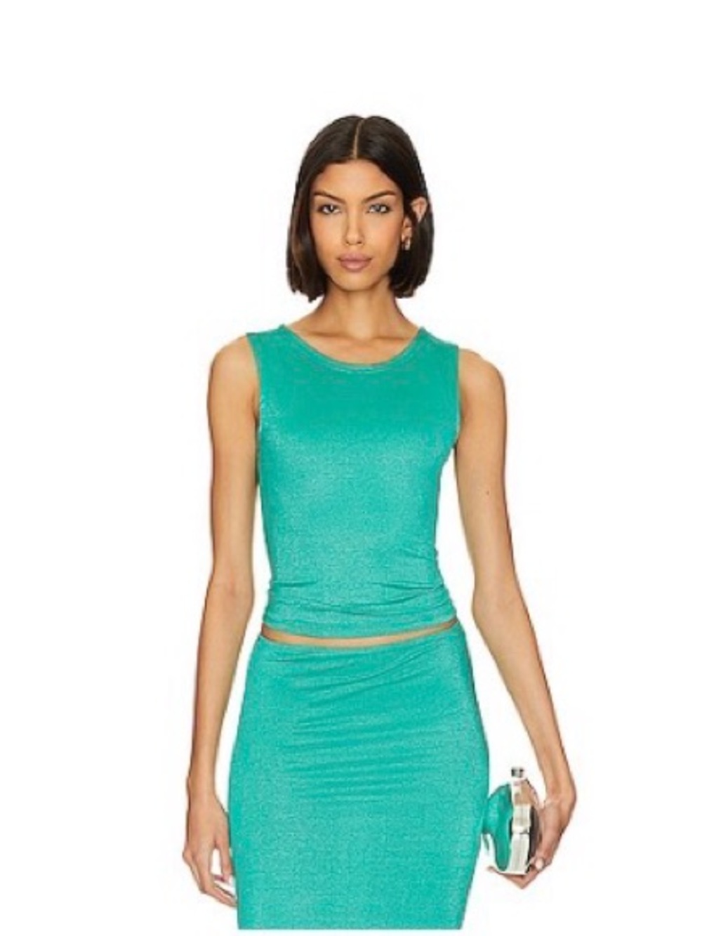 VDM Teal Crop Tank Top with Matching Midi Skirt
